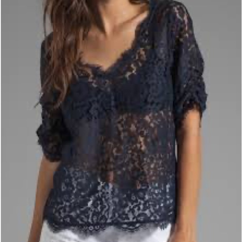 Joie Nevina  Navy Lace Blouse